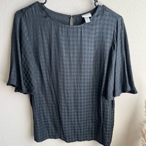 a•new•day Satin Houndstooth Bell Sleeve Blouse